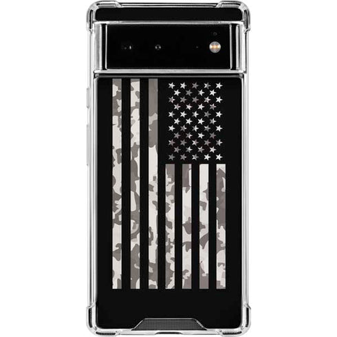 Black and White Camo American Flag Google Pixel 6 Clear Case
